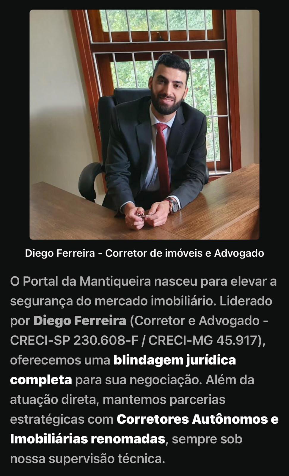 Diego Ferreira, corretor de imóveis e advogado, em seu escritório
